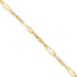 Chain Anklet Semi-Solid 14K Yellow Gold 9&quot;