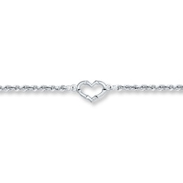 Heart Anklet Hollow 14K White Gold 10"