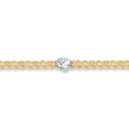 Heart Anklet 10K Two-Tone Gold 9.5&quot;