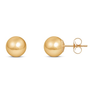 Yellow Gold Ball Stud Earrings KLENOTA