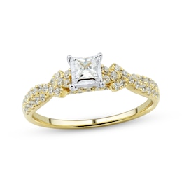 Now + Forever Princess-Cut Diamond Engagement Ring 1/2 ct tw 14K Two-Tone Gold