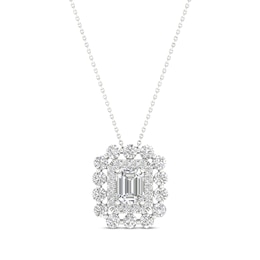 Lab-Created Diamonds by KAY Emerald-Cut Necklace 1 ct tw 14K White Gold 18”