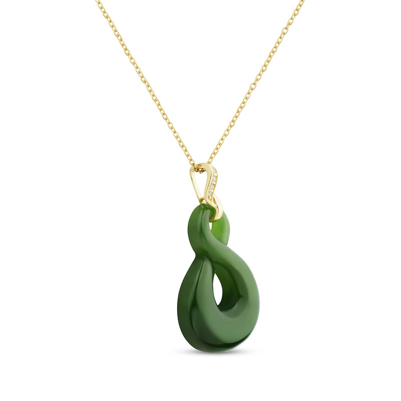 Main Image 2 of Jade & Diamond Accent infinity Necklace 14K Yellow Gold 18&quot;