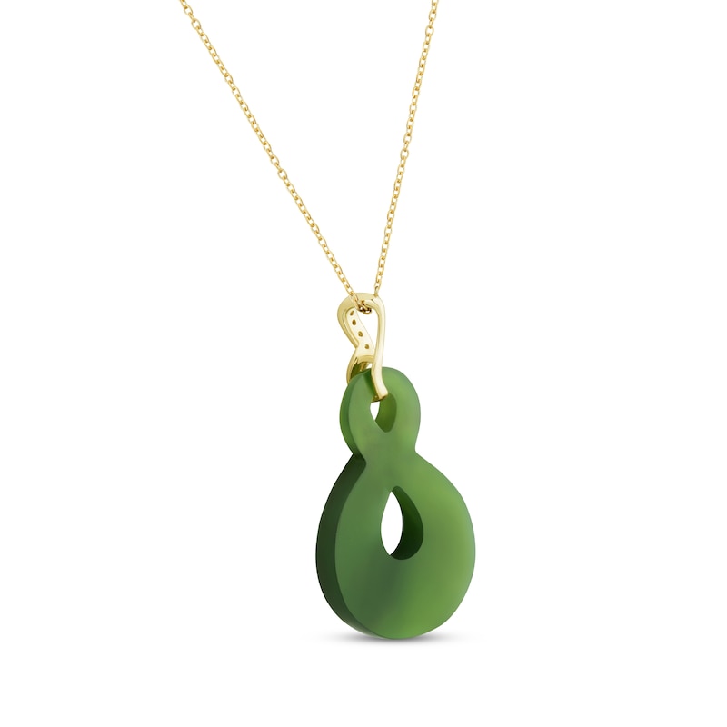 Main Image 3 of Jade & Diamond Accent infinity Necklace 14K Yellow Gold 18&quot;