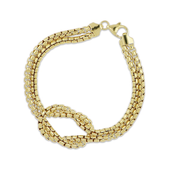 Hollow Box Chain Knot Bracelet 14K Yellow Gold 7.5"