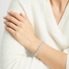 Thumbnail Image 1 of White Lab-Created Sapphire Halo Link Bracelet Sterling Silver 7.5"