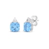 Thumbnail Image 0 of Cushion-Cut Swiss Blue Topaz & White Lab-Created Sapphire Stud Earrings Sterling Silver