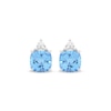 Thumbnail Image 1 of Cushion-Cut Swiss Blue Topaz & White Lab-Created Sapphire Stud Earrings Sterling Silver