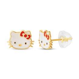 Children's Hello Kitty Enamel Stud Earrings 14K Yellow Gold