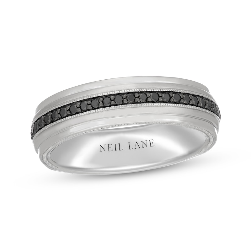 Main Image 1 of Neil Lane Men's Black Diamond Wedding Band 1/4 ct tw 14K White Gold