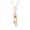 Thumbnail Image 2 of Ruby & Diamond Oval Frame Flower Necklace 1/10 ct tw 10K Yellow Gold 18&quot;