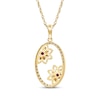 Thumbnail Image 3 of Ruby & Diamond Oval Frame Flower Necklace 1/10 ct tw 10K Yellow Gold 18&quot;