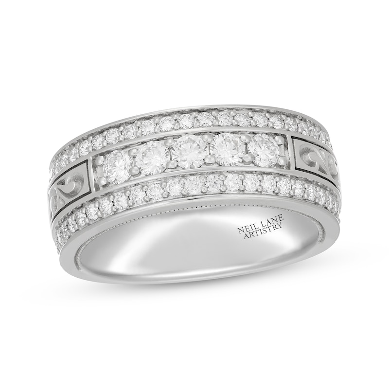 Main Image 1 of Men's Neil Lane Artistry Lab-Grown Diamond Wedding Band 1 ct tw 14K White Gold