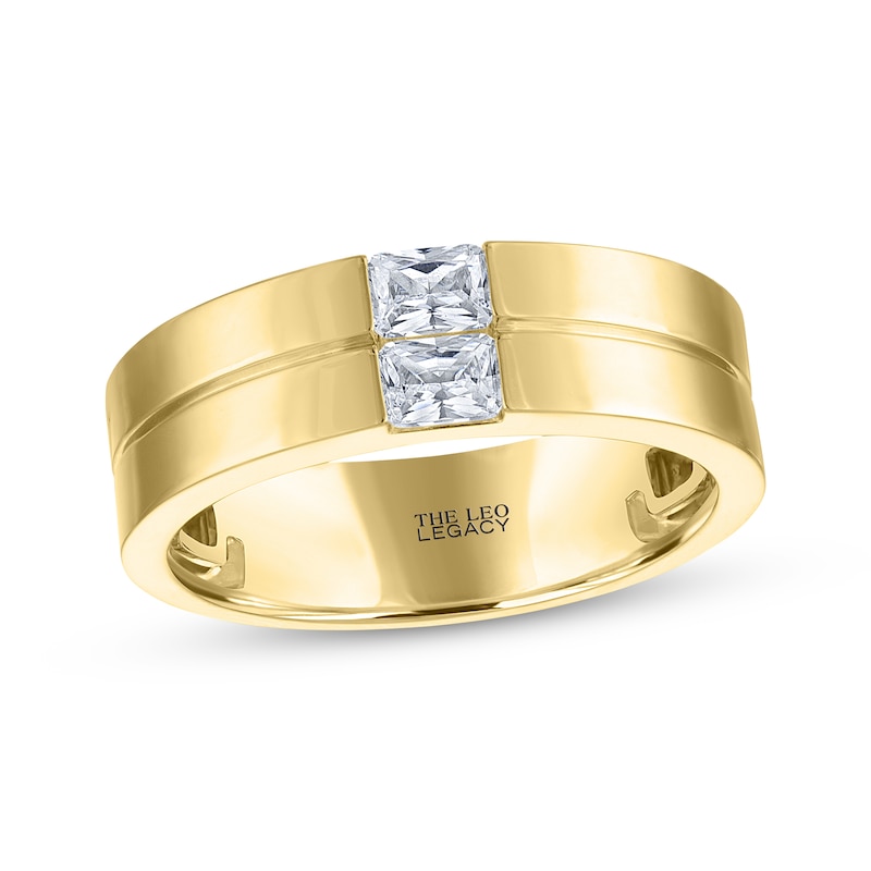 Main Image 1 of Men's THE LEO Legacy Lab-Grown Diamond Emerald-Cut Wedding Band 1/2 ct tw 14K Yellow Gold