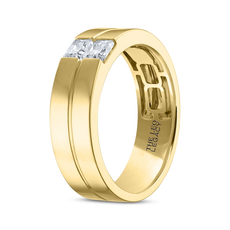 Main Image 2 of Men's THE LEO Legacy Lab-Grown Diamond Emerald-Cut Wedding Band 1/2 ct tw 14K Yellow Gold