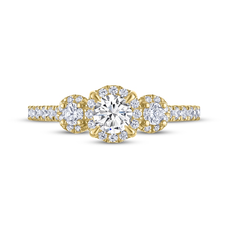 THE LEO Diamond Round-Cut Three-Stone Engagement Ring 7/8 ct tw 14K Yellow Gold