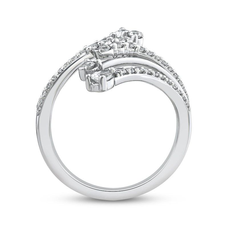 Main Image 3 of Pear-Shaped & Round-Cut Diamond Deconstructed Bypass Ring 5/8 ct tw 10K White Gold