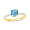 Thumbnail Image 0 of Cushion-Cut Natural Swiss Blue Topaz & Diamond Ring 1/15 ct tw 10K Yellow Gold