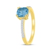 Thumbnail Image 1 of Cushion-Cut Natural Swiss Blue Topaz & Diamond Ring 1/15 ct tw 10K Yellow Gold