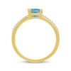 Thumbnail Image 2 of Cushion-Cut Natural Swiss Blue Topaz & Diamond Ring 1/15 ct tw 10K Yellow Gold