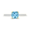 Thumbnail Image 3 of Cushion-Cut Natural Swiss Blue Topaz & Diamond Ring 1/15 ct tw 10K Yellow Gold