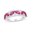 Thumbnail Image 0 of Marquise-Cut Lab-Created Ruby & White Lab-Created Sapphire Ring Sterling Silver