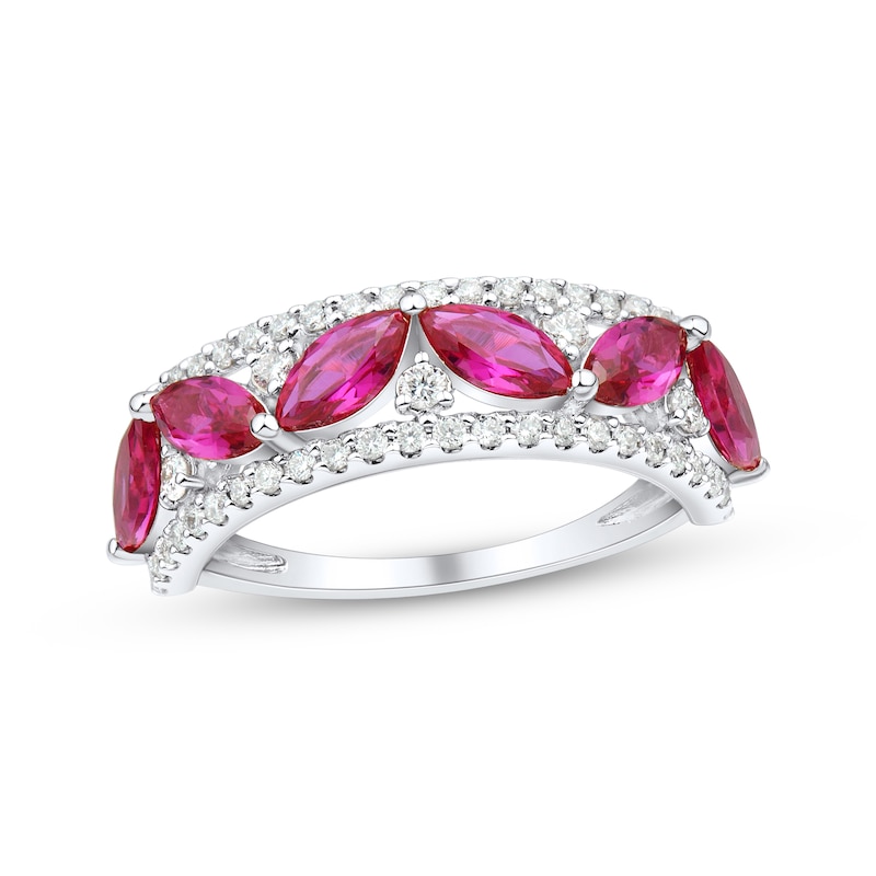 Marquise-Cut Lab-Created Ruby & White Lab-Created Sapphire Ring ...