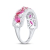 Thumbnail Image 1 of Marquise-Cut Lab-Created Ruby & White Lab-Created Sapphire Ring Sterling Silver