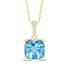 Thumbnail Image 1 of Cushion-Cut Natural Swiss Blue Topaz & Diamond Accent Necklace 10K Yellow Gold 18&quot;