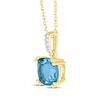 Thumbnail Image 2 of Cushion-Cut Natural Swiss Blue Topaz & Diamond Accent Necklace 10K Yellow Gold 18&quot;