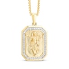 Thumbnail Image 0 of Men's White & Black Diamond Jesus Octagon Necklace 1/3 ct tw 10K Yellow Gold 22"
