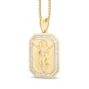 Thumbnail Image 1 of Men's White & Black Diamond Jesus Octagon Necklace 1/3 ct tw 10K Yellow Gold 22"