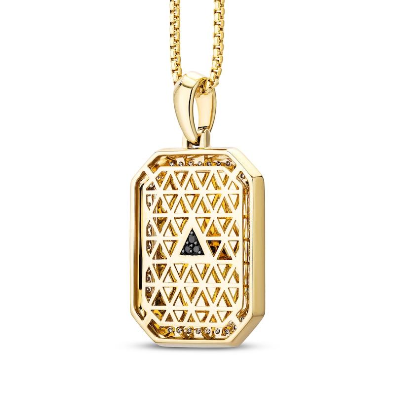 Men's White & Black Diamond Jesus Octagon Necklace 1/3 ct tw 10K Yellow Gold 22"