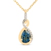 Thumbnail Image 1 of Pear-Shaped London Blue Topaz & Diamond Infinity Necklace 1/20 ct tw 10K Yellow Gold