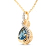 Thumbnail Image 2 of Pear-Shaped London Blue Topaz & Diamond Infinity Necklace 1/20 ct tw 10K Yellow Gold