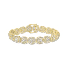 Multi-Diamond Cushion Link Bracelet 5 ct tw 10K Yellow Gold 7&quot;