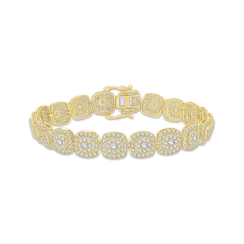 Main Image 1 of Multi-Diamond Cushion Link Bracelet 5 ct tw 10K Yellow Gold 7&quot;