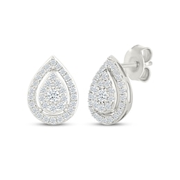 Lab-Grown Diamonds by KAY Multi-Stone Pear-Shaped Stud Earrings 1/2 ct tw Sterling Silver