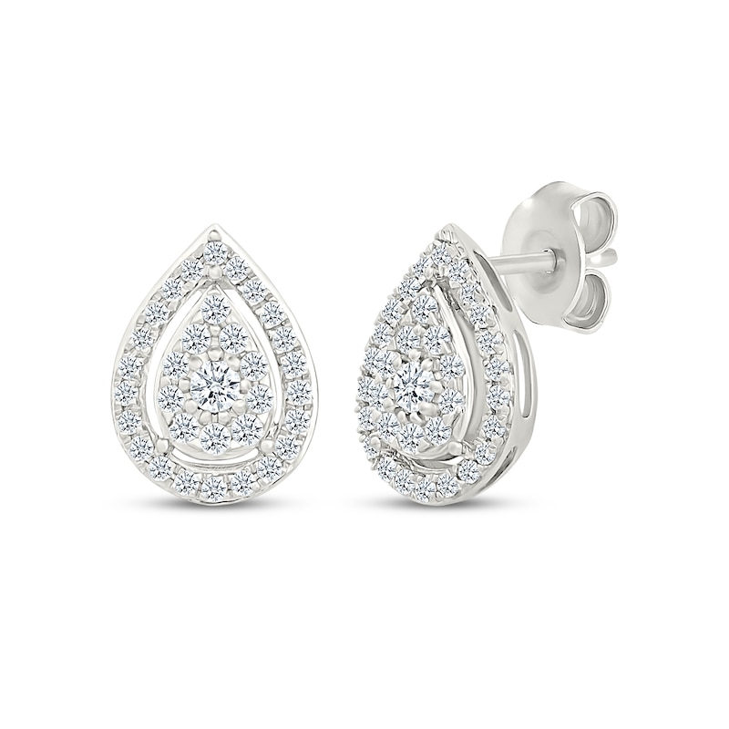 Lab-Created Diamonds by KAY Multi-Stone Pear-Shaped Stud Earrings 1/2 ct tw Sterling Silver