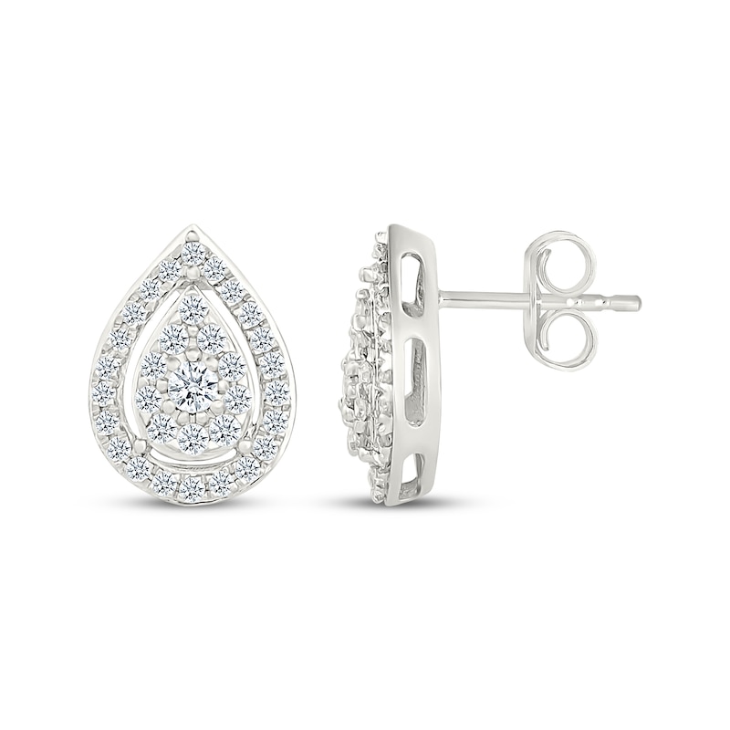 Lab-Grown Diamonds by KAY Multi-Stone Pear-Shaped Stud Earrings 1/2 ct tw Sterling Silver