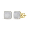 Thumbnail Image 1 of Men's Multi-Diamond Cushion-Shaped Stud Earrings 1/4 ct tw 10K Yellow Gold