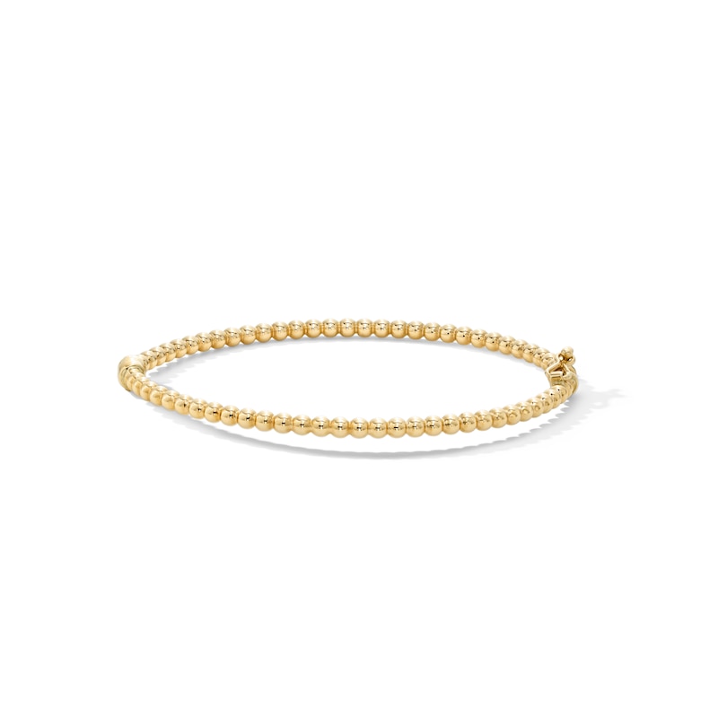 Main Image 1 of Hollow Bead Bangle Bracelet 3mm 10K Yellow Gold