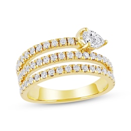 Pear-Shaped Diamond Three-Row Spiral Ring 1 ct tw 10K Yellow Gold