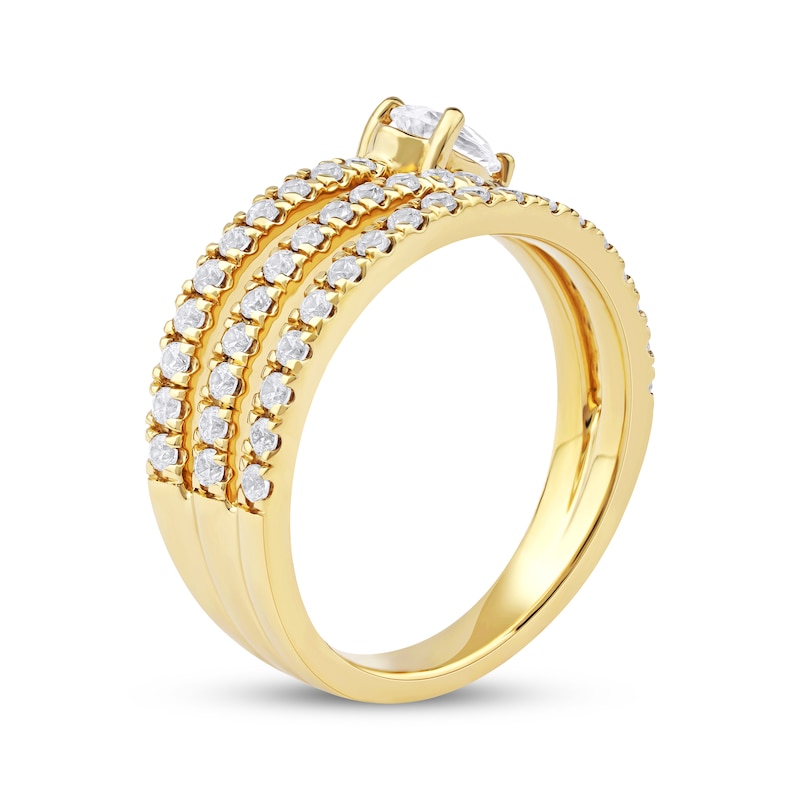 Main Image 2 of Pear-Shaped Diamond Three-Row Spiral Ring 1 ct tw 10K Yellow Gold