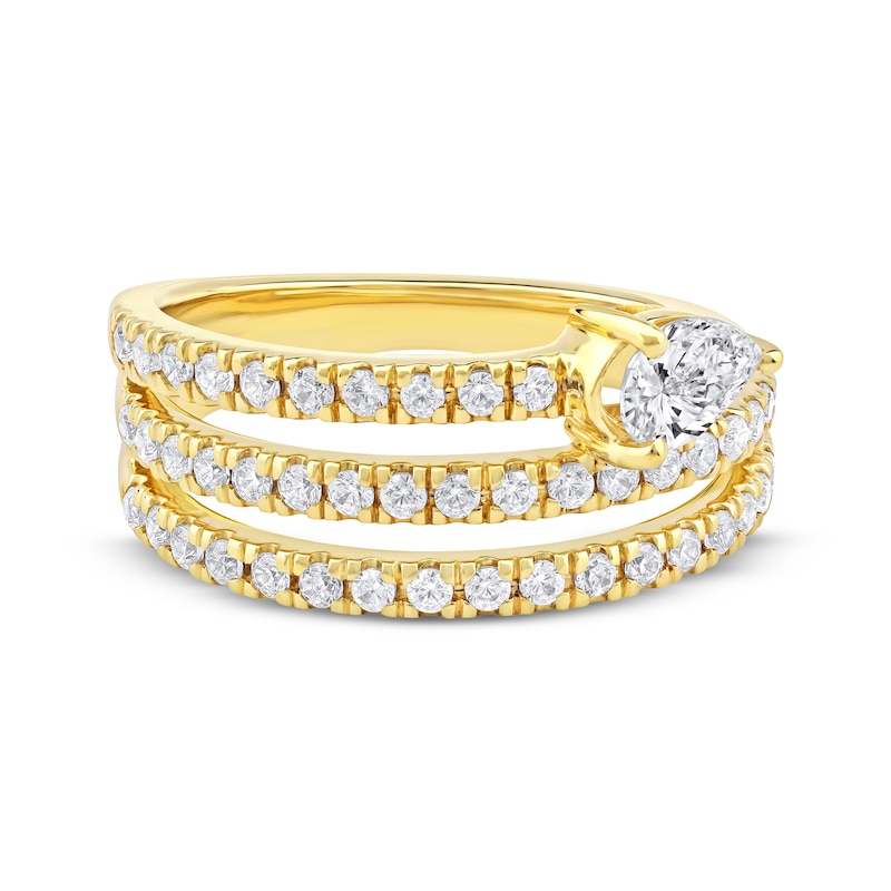 Main Image 3 of Pear-Shaped Diamond Three-Row Spiral Ring 1 ct tw 10K Yellow Gold