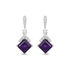 Thumbnail Image 2 of Square-Cut Amethyst & White Lab-Created Sapphire Drop Earrings Sterling Silver