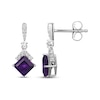 Thumbnail Image 3 of Square-Cut Amethyst & White Lab-Created Sapphire Drop Earrings Sterling Silver