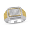 Thumbnail Image 1 of Men's Diamond Octagon Ring 1/2 ct tw Sterling Silver & 10K Yellow Gold Plate