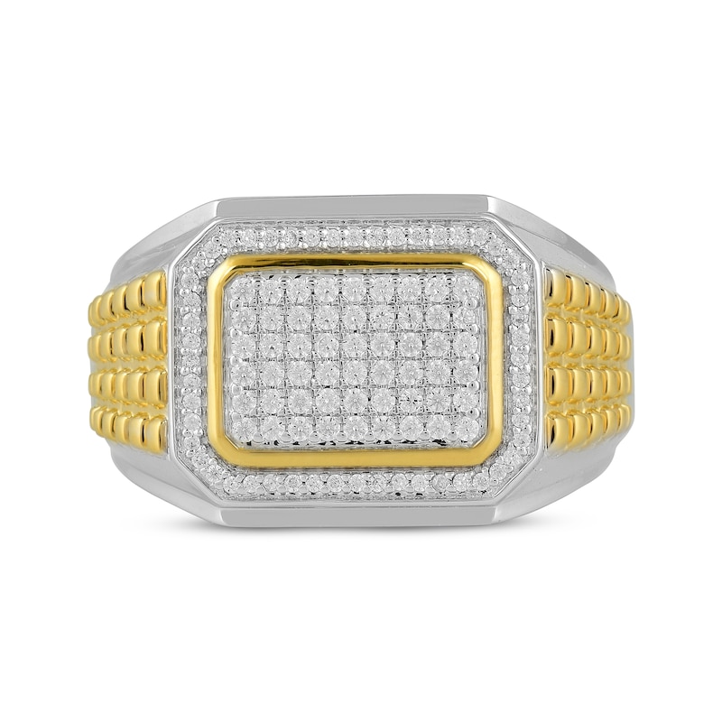 Main Image 3 of Men's Diamond Octagon Ring 1/2 ct tw Sterling Silver & 10K Yellow Gold Plate