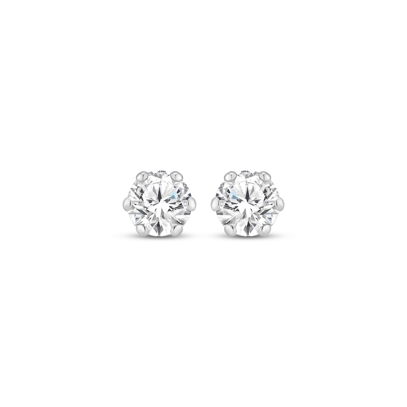 Main Image 2 of Certified Round-Cut Diamond Solitaire Stud Earrings 1/4 ct tw 14K White Gold (F/I1)